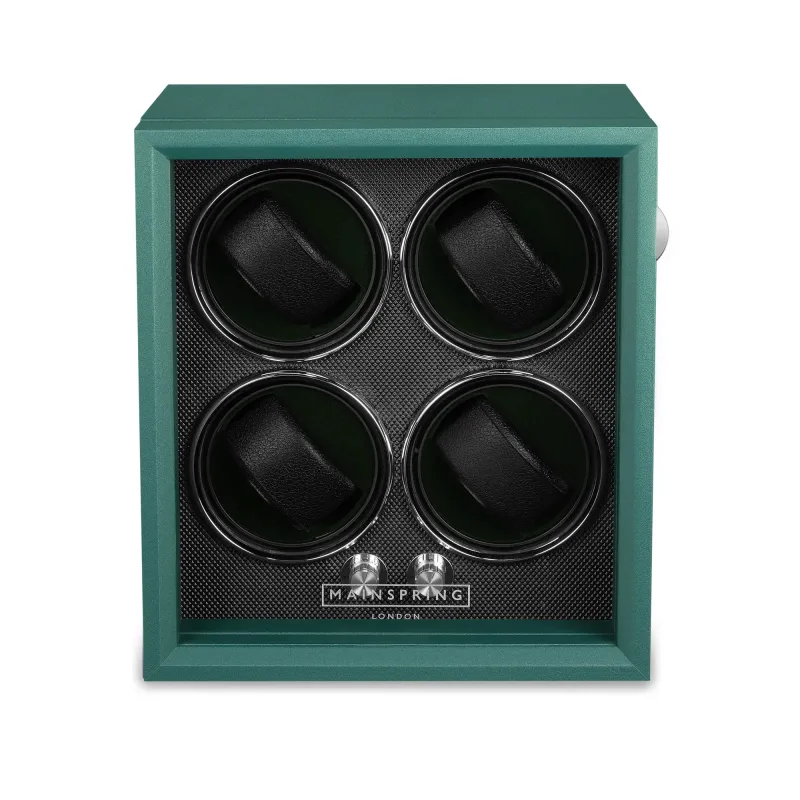 Mainspring London Oxford Guardian Uhrenbeweger mit vier Fächern für Automatikuhren Smaragdgrün MS-WIN-GUA4-04